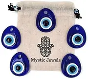 Pack of 5 – Turkish Eyes for Hanging – Plastic Against Blue and White Evil Eye, Lucky Amulet, Wall Decor (Drop)