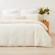 Harley Cotton Quilt Cover Set - Queen Bed, Ivory