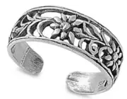 .925 Sterling Silver Toe Ring - Flower 6mm