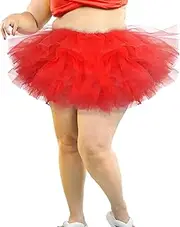 [Shihanee] 5 Layers Plus Size Tutu Skirt Women Adult Classic Elastic Christmas Tutu Tulle Skirt Short Lady 80's Dance
