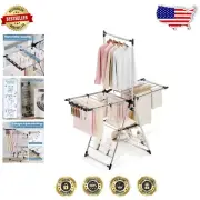 Versatile Metal Drying Rack with 3 Levels and Shoe Storage - Indoor/Outdoor Use