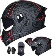 Full Face Motorcycle Helmet for Adults Men and Women ECE Approved Flip Up Motorbike Helmet with Double Sun Visor