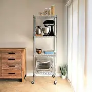 Modular Wire Storage 350 x 350 x 1800mm Steel Shelving in Chrome with Wheels