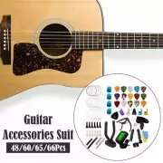 48-66 Pcs Guitar Accessories Kit Guitar Changing Tool String Pick Capo Tuner M8