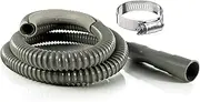 6ft Heavy-Duty Washing Machine Drain Hose With Clamp - Industrial Grade Polypropylene Discharge Hose for Washing Machines - Fits Up To 1-1/4 Inch Drain Outlets