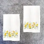 Kitchen Towels Set Dish Hand Yellow Chicks Blue Flowers Chickens 16x24