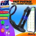 Thrusting Anal Vibrator Butt Plug Cock Ring APP Prostate Massager Mens Sex Toy