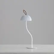 White Three Dimensional Stripes Sleek Minimalist Led Mushroom Table Lamp Rechargeable 3 Colour Touch Control Bar And Ambient Light Lamps