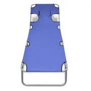 Folding Sun Bed Beach Pool Portable Deck Lounger With Head Cushion Outdoor Chair
