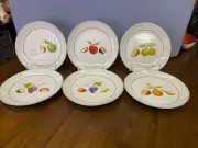Crate & Barrel Nancy Green Fruit Fromage Appetizer Cheese Plates 6 1/2" Set of 6