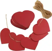 80 Pcs Red Paper Hearts Paper Kraft Gift Tags Heart Shape with String for Valent