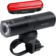 FITTOO Bike Bicycle Light Set, Bike Front Light & Tail Light, USB Rechargeable, Bike Safety Head Light, Rear Bike Safety Light, Waterproof Cycle Light