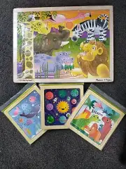 Melissa & Doug Jigsaw Puzzle Zoo H/ And 3 X Small Jigsaws VGC
