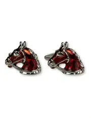 [Declic] Horse Head Enamel Cufflink in Silver