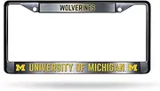 Michigan Wolverines Premium Black Long Lasting Zinc Alloy NCAA License Plate Frame – 2 Screw Tag Holder with Highlighted Team Pride and Team Cheer - Complements Any Color of Truck, SUV, Car