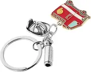 [FRCOLOR] Extinguisher Keychain Firefighter Accessory with Helmet Fire Truck Charms Durable Purse Pendant for Bags Backpacks Keychains Unique Firefighting Theme Decoration