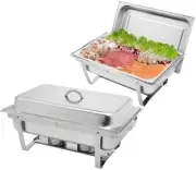 2 Packs Stainless Steel Chafer Chafing Dish Buffet Sets Catering 8 Quart 1/2