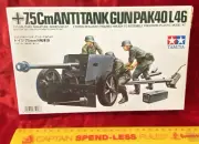 VINTAGE GERMAN ARMY WWII 7.5CM ANTI-TANK GUN TAMIYA 1/35 PLASTIC MODEL KIT BOXED