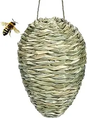 Fake Wasp Nest | Wasps Trap | Hangable Woven Decoration, Artificial Bee Hive for Porch Patio Orchard Outdoor Garden Farm