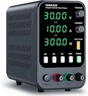 DC Power Supply, 30V 10A Bench Power Supply with Memory Storage & Recall，Variable Power Suppy with Encoder Adjustment Knob, 5V/3.6A USB Quick-Charge & OCP Short Circuit Alarm