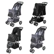 Pawz Pet Stroller Dog Cat Cage Carrier Travel Pushchair Foldable Pram 3/4 Wheels