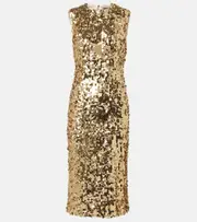 [Dolce & Gabbana] Dolce & Gabbana Sequined midi dress AU 16 gold
