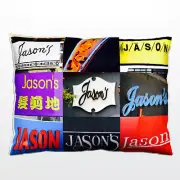 Personalized Pillow featuring the name JASON in photos of signs