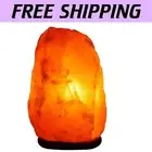 Unique Himalayan Crystal Salt Lamp with Soft Amber Glow & Wooden Base - Dimmable