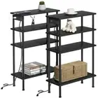 Narrow Side Table with Charging Station, 4 Tier Small End Tables Set of 2 Black