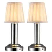 Portables Mini Cordless Table Lamp 2 Pack, 11.4" H Fabric Shade Desk Lamps, 4...