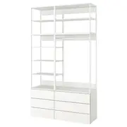PLATSA wardrobe with 6 drawers, white/Fonnes white, 140x42x241 cm