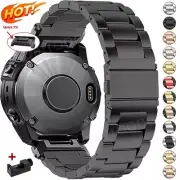 For Garmin Fenix 7 7X 6 6X 5 5X 3 3HR Watch Band Stainless Steel Strap Quick Fit