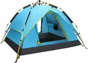 Camping Beach Tent Tent Family Camping Tent 3-4 Person with 2 Door 4 Mesh Windows Double Layer Instant Tent Automatic Pop Up for Outdoor Hiking Fishing