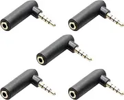 5Pack Right Angle 3.5mm Male to Female Audio Adapter, tunghey 90 Degree Gold-Plated TRS Stereo Jack Plug AUX Connector Compatible with Headset, Tablets, MP3 Players, Game Controller, Speakers