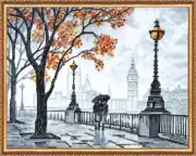Bead embroidery kit Autumn Quay needlework kit Art canvas beadwork pattern
