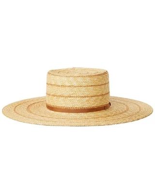 Btb Los Angeles Piper Stripe Straw Hat Women's Brown S