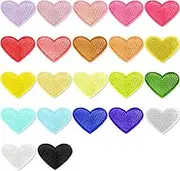 NILLOS Heart Iron on Patches, 44 PCS Heart Embroidered Patches for Clothing Repair, Decoration (22 Colors)