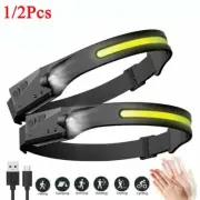 Waterproof COB LED Motion Sensor Head Torch Headlight Headlamp USB Rechargeable