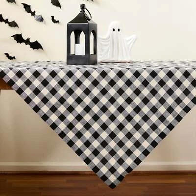 Solino Home 100% Pure Linen Table Throw for Summer Kitchen Dining, Morgan Check