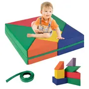 Costway 7pcs Safe Foam Blocks Crawl Playset Soft Indoor Activity Play Set w/Fasten Strap
