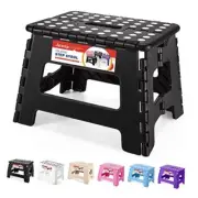Folding Step Stool 9'' Tall Kids Step Stool Holds Up to 300 lb 9 Inch Black