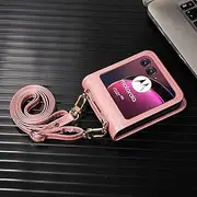 [TIANYUE] Motorola Razr 60 Wallet Case with [Neck Strap] [Card Slots] Leather Flip Case for Motorola Razr 60-Pink