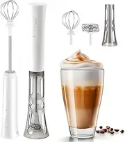 Hands-Free Milk frother Vertical Electic Wireless Baking Blender, 2 Heads Egg Beater, Handheld Rechargeable Milk Foamer,Electric Drink Mixer with 2 Heads for Cappuccino, Lattes, Matcha