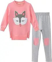 [Generic] Baby Girl Christmas Clothes Set Children's Leggings Suit Pattern Sweatshirt Two-Piece Cartoon Girls Girls Outfits&Set Matching Mommy Baby Girl Outfits Pink