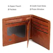 Men's US 100 Dollar Bill Leather Bifold Card Photo Holder Wallet Slim Thin Purse