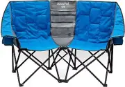 SUNNYFEEL Folding Double Camping Chair, Oversized Loveseat Heavy Blue