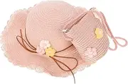 [Beavorty] 2pcs Summer Hat and Purse Set Stylish UV Protection and Matching Bag for Beach Fun Pink