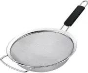 9" Large Fine Mesh Strainer with Thermo Plastic Rubber Handle - Sieve Fine Me...