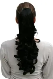 Hair Piece Ponytail Butterfly Clip Black Curly Curls 45cm NC-19-2