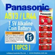 Panasonic 10x AG13 LR44 LR44H 357A EXP 2026.11 1.5v Alkaline Batteries Mel